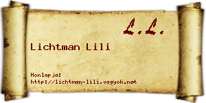 Lichtman Lili névjegykártya